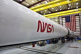 NASA retro logo on a Falcon 9
