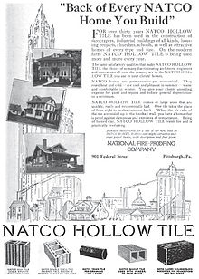 Advertisement of hollow structural tile circa 1920. NATCO hollow tile advertisement circa 1920.jpg