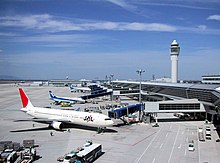 Chubu Centrair International Airport, constructed on an artificial island Nagoya Airport view from promenade.jpg