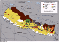 Ethnic composition of Nepal. (note that Kulu Rodu (Kulung) territories are mistakenly marked as Tamu/Gurung territories in this map)