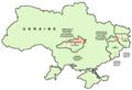 Mappa dell'attuale Ucraina con il territorio della Slavo-Serbia indicato in rosso sul lato destro.
