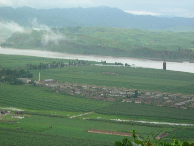 File:North Korean village in Yalu River delta.jpg