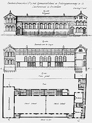 Openbare Armenschool 19, Laurierstraat, Amsterdam. 1868.