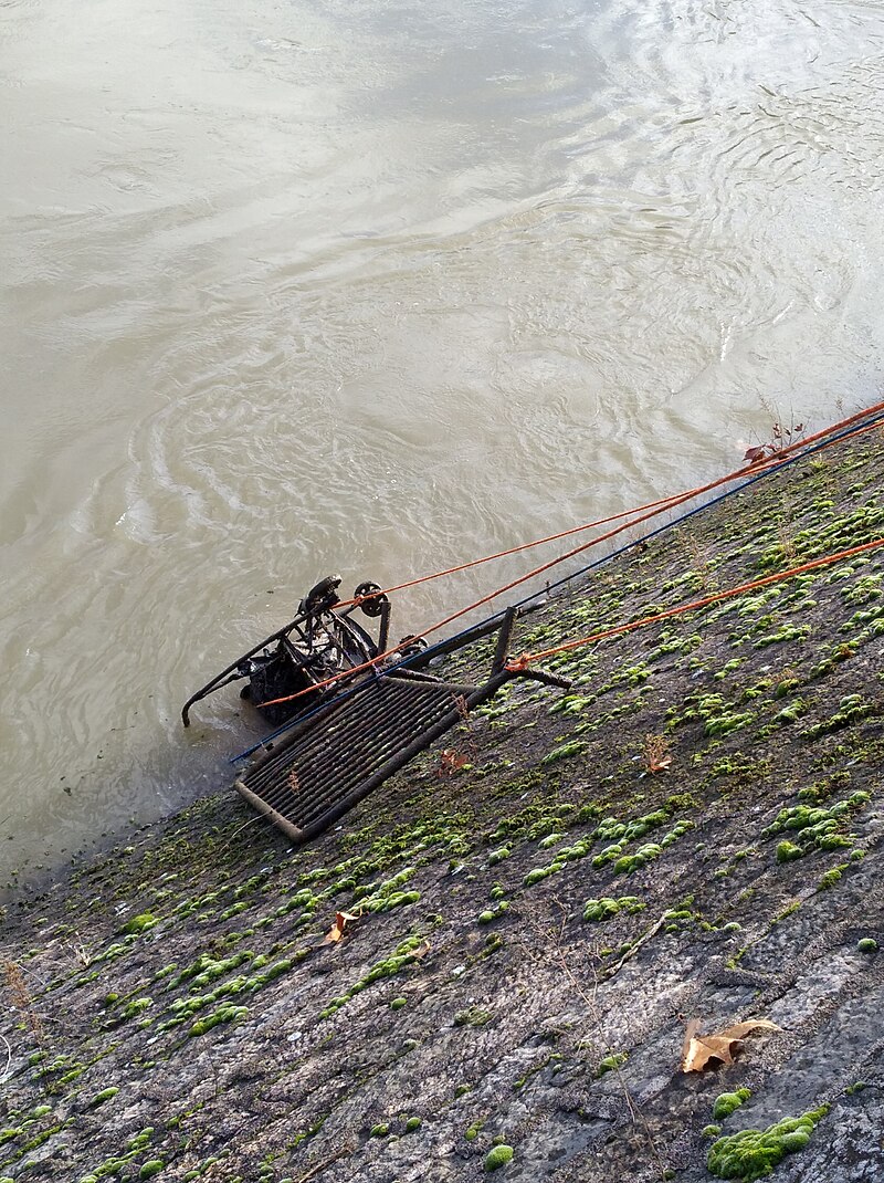 File:Pêche à l'aimant et nettoyage de la Saône à Lyon, quai Fulchiron 1  (janv 2021).jpg - Wikimedia Commons