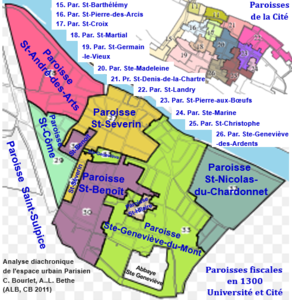 Paroisses de la rive gauche et Cité en 1300