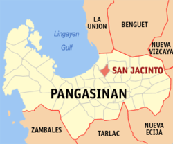 San Jacinto ile Pangasinan Haritası vurgulanmış