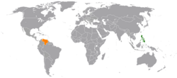 Kaart met locaties van de Filippijnen en Venezuela