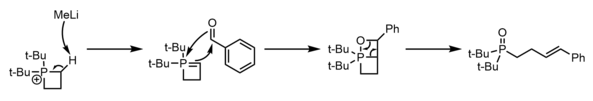 Phosphetanium ylide for ring-opening Wittig reaction PhosphetaneWittig.png