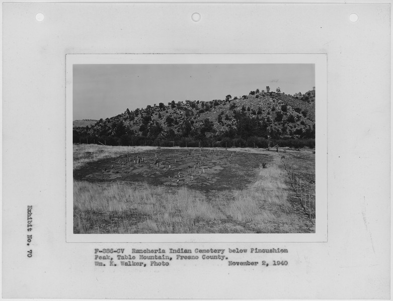 File:Photograph "Rancheria Indian Cemetery below Pincushion Peak, Table Mountain, Fresno County," from report "History of... - NARA - 296225.tif