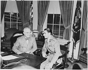 Photograph of President Truman and the Shah of Iran in the Oval Office. - NARA - 200149.jpg