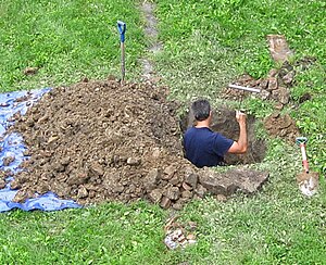 Investigating a barren wood-lined privy (c. 1840). Probing.jpg