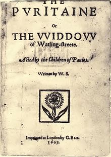 Title page of the 1607 quarto Puritan cover.jpg