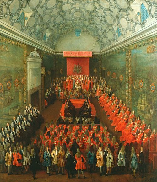 Queen Anne addressing the House of Lords, c. 1708–1714, by Peter Tillemans