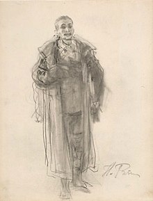 Sketch for They Did Not Expect Him (1884) Repine Dessin preparatoire pour Visiteur inattendu.jpg