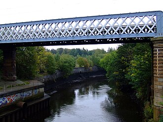 Partick Bridge over the River Kelvin Railway bridge at Partick (Geograph 2112393 by Thomas Nugent).jpg