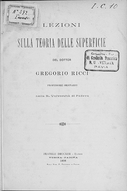 Lezioni sulla teoria delle superficie, 1898