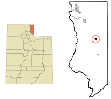 Rich County Utah incorporated and unincorporated areas Randolph highlighted.svg