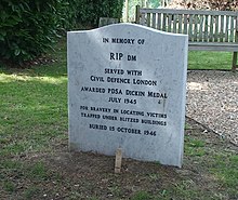 Rip's headstone at the Ilford Animal Cemetery Rip (dog).jpg