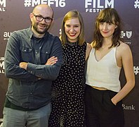 Director Robert Greene, producer Bennett Elliott, actress Kate Lynn Sheil of Kate Plays Christine film