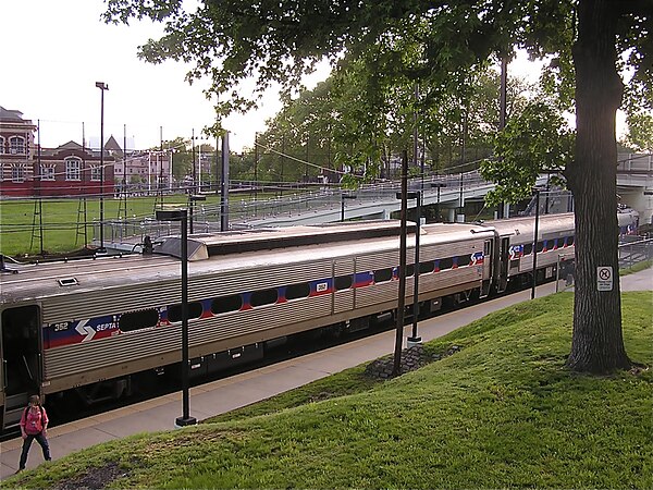 SEPTA Regional Rail train at 49th Street station on what was then the Media/Elwyn Line in 2011