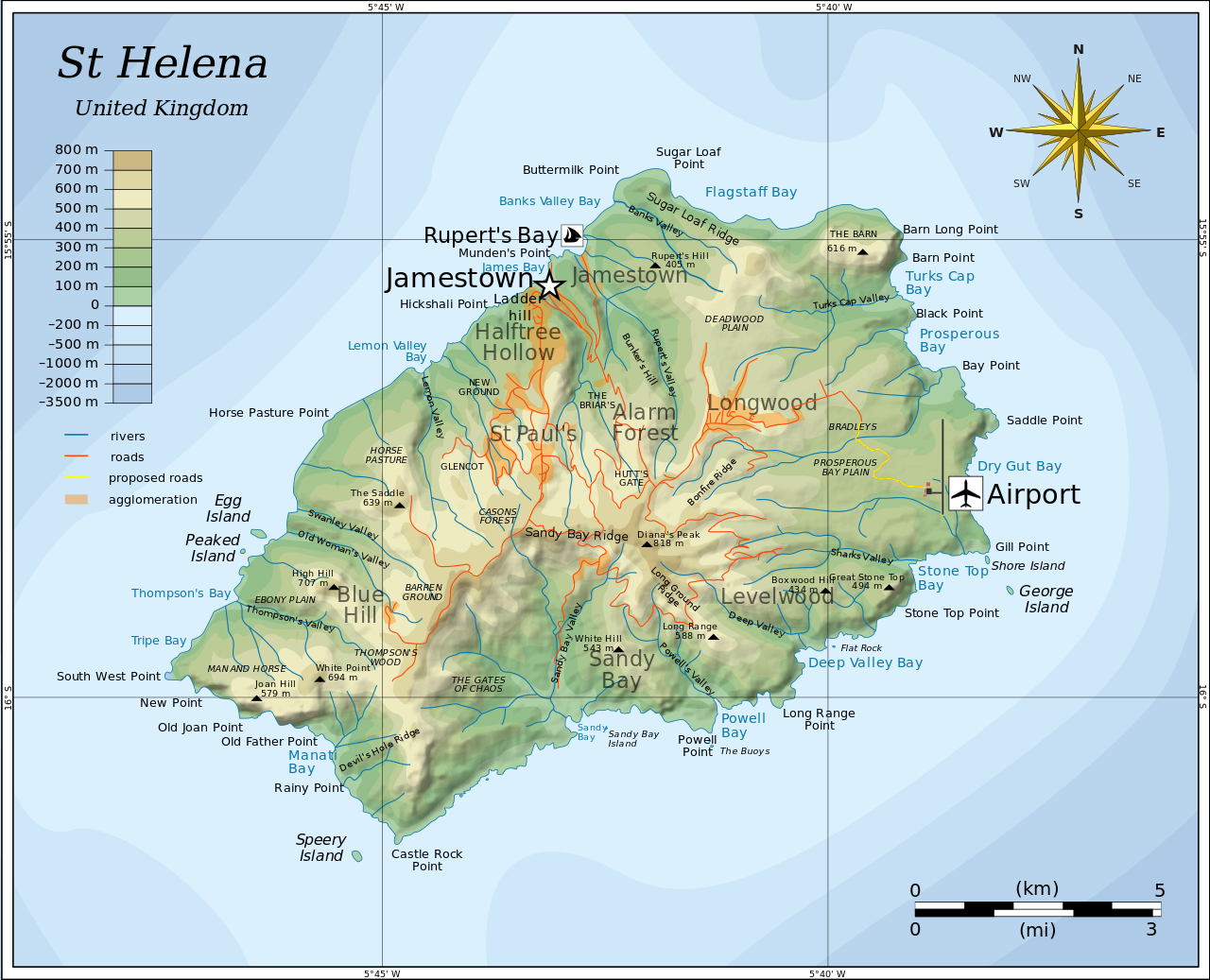 Mapa Svaté Heleny