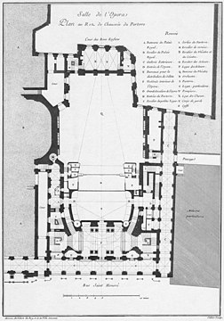 Salle de l'Opera de Moreau - plan au rez-de-chaussee du parterre - Dumont 1774 - Blom 1968 reprint.jpg