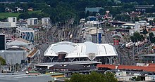 Salzburger Hauptbahnhof (2013) vom Mönchsberg aus gesehen