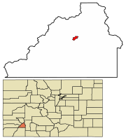 Location of Silverton in San Juan County, Colorado.