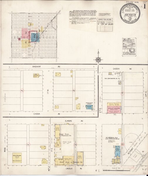 File:Sanborn Fire Insurance Map from Aberdeen, Bingham County, Idaho, 1931, Plate 0001.tiff