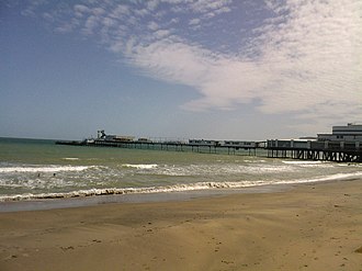 The pier as viewed from the beach Sandown Pier Isle of Wight England.jpg