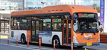 Апельсин-ақ түсті автобус
