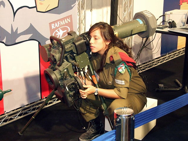 Israeli soldier with Spike anti-tank missile launcher