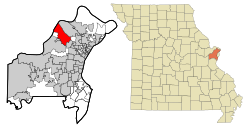 St. Louis County Missouri Incorporated and Unincorporated areas Bridgeton Highlighted.svg