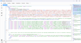Schermata di StarlyCode Studio raffigurante il codice HTML della home di Wikipedia