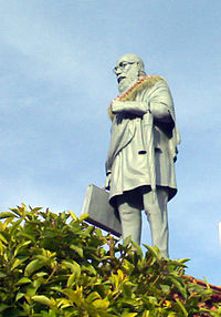 Statue of Chittadhar Hridaya erected at Kalimati intersection in Kathmandu in 2008.