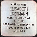 Pedra de tropeço para Elisabeth Erdtmann (Uerdinger Straße 1)