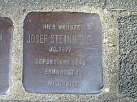 Stolperstein Josef Steinberg, 1, Kahlertstrasse 24, Gütersloh, Güterslohin piiri.jpg