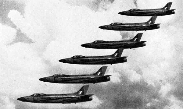 Close formation of six Swifts, 1956