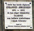 Mindepladen opsat af Johs. Jørgensen Selskabet