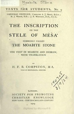 The Inscription on the Stele of Méša commonly called the Moabite Stone.djvu