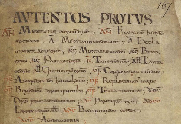 The earliest tonary: the fragment of Saint-Riquier (F-Pn lat. Ms. 13159, fol. 167r)