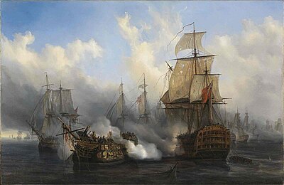 Scène de la bataille de Trafalgar.