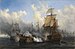 Le vaisseau amiral français Bucentaure vaincu par les navires britanniques HMS Temeraire et HMS Victory -(titre inconnu) Auguste Mayer (1805-1890) - Huile sur toile.