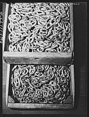 Trays of pretzels at the Lititz Spring Pretzel Company