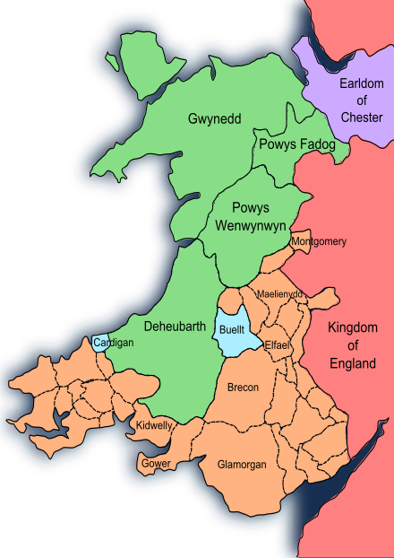 The strategic location of the Earldom of Chester; the only county palatine on the Welsh Marches.[3].mw-parser-output .legend{page-break-inside:avoid;break-inside:avoid-column}.mw-parser-output .legend-color{display:inline-block;min-width:1.25em;height:1.25em;line-height:1.25;margin:1px 0;text-align:center;border:1px solid black;background-color:transparent;color:black}.mw-parser-output .legend-text{}  Pura Wallia (independent Wales)  Lands gained by Llywelyn the Great in 1234  Marchia Wallie (lands controlled by Norman Marcher barons)