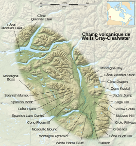 Carte du champ volcanique de Wells Gray-Clearwater.