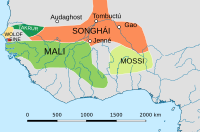 Mali, Songhai ve çevre eyaletler, 1530 civarında.