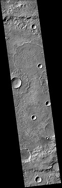 Cráter marciano Bouguer, visto por las cámaras CTX (Orbitador de Reconocimiento de Marte).