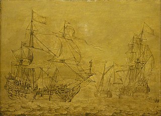 Two merchant ships under sail in a moderate breeze