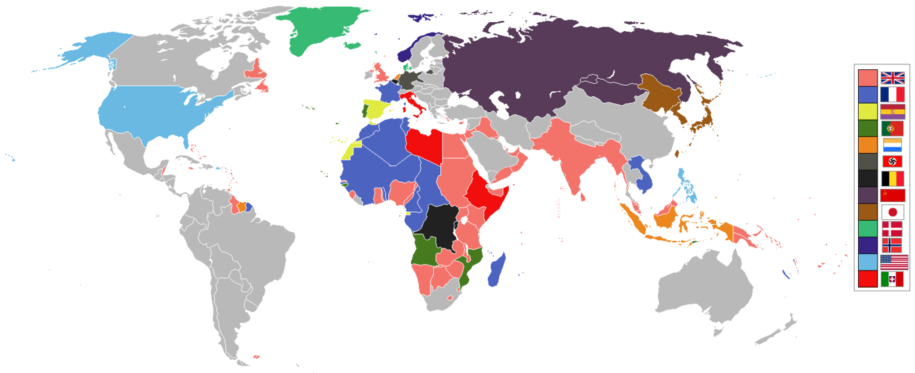 La situation des colonies dans le monde en 1936, trois ans avant la Seconde Guerre mondiale.